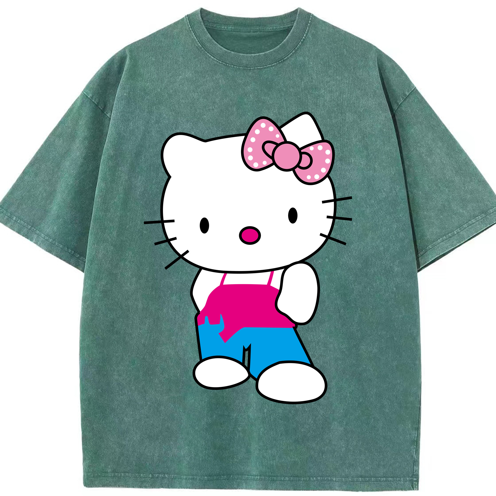 （画像用） Hello Kitty ハローキティ 綿100% ヴィンテージ風 半袖Tシャツ（フロントプリント）